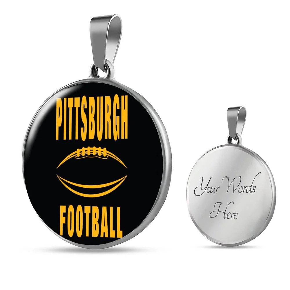 Pittsburgh Fan Necklace Steel City Football PendantCircle Pendant Necklace Stai